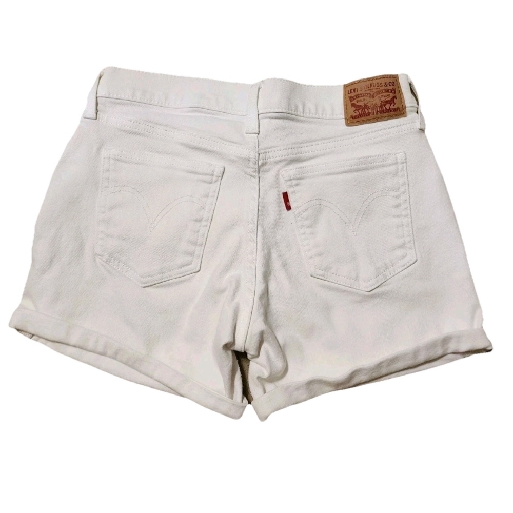 White Levi's Levi Jean Shorts Size 28 Rolled Cuff Red Tag 29 X 4 Stretch Levis